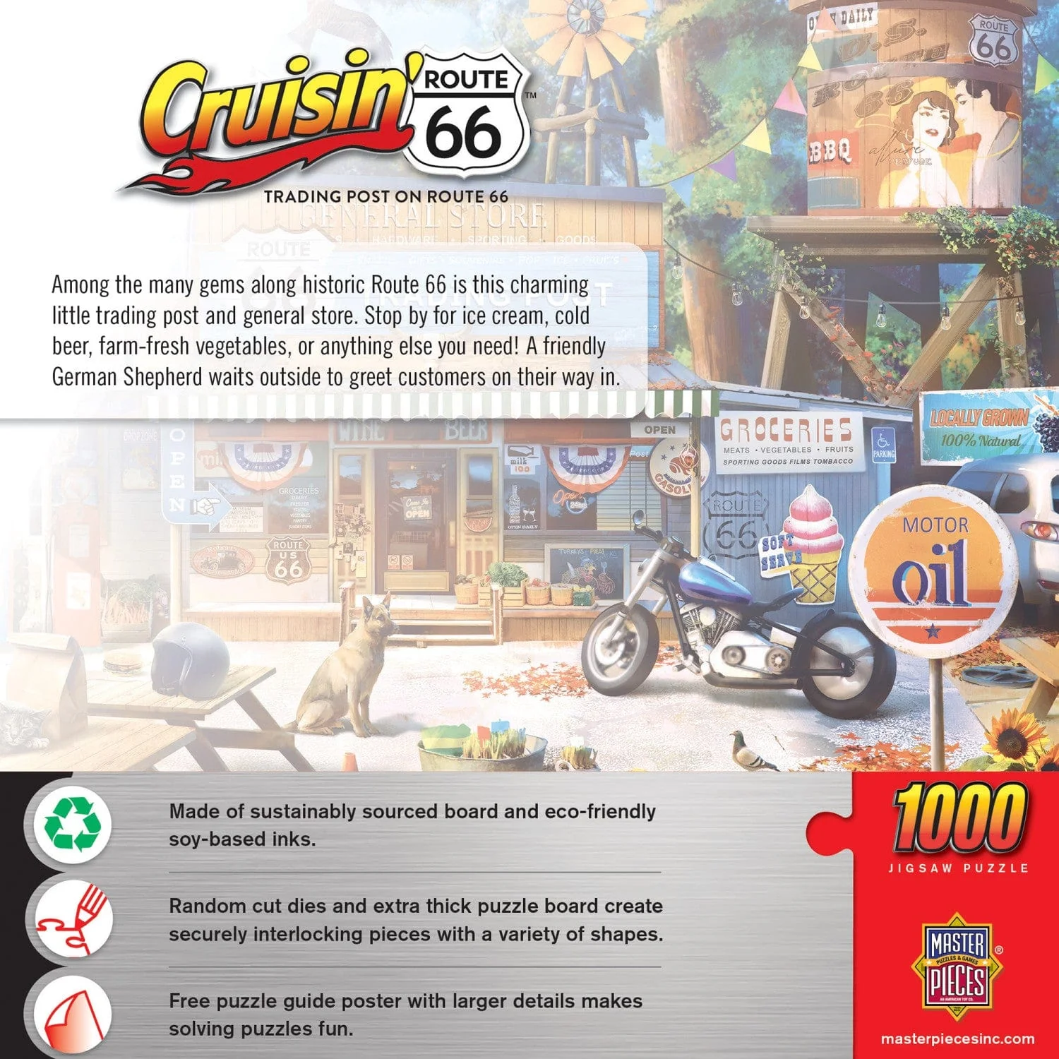 Cruisin' Route 66 - Trading Post on Route 66 1000 Piece Jigsaw Puzzle - Image 3