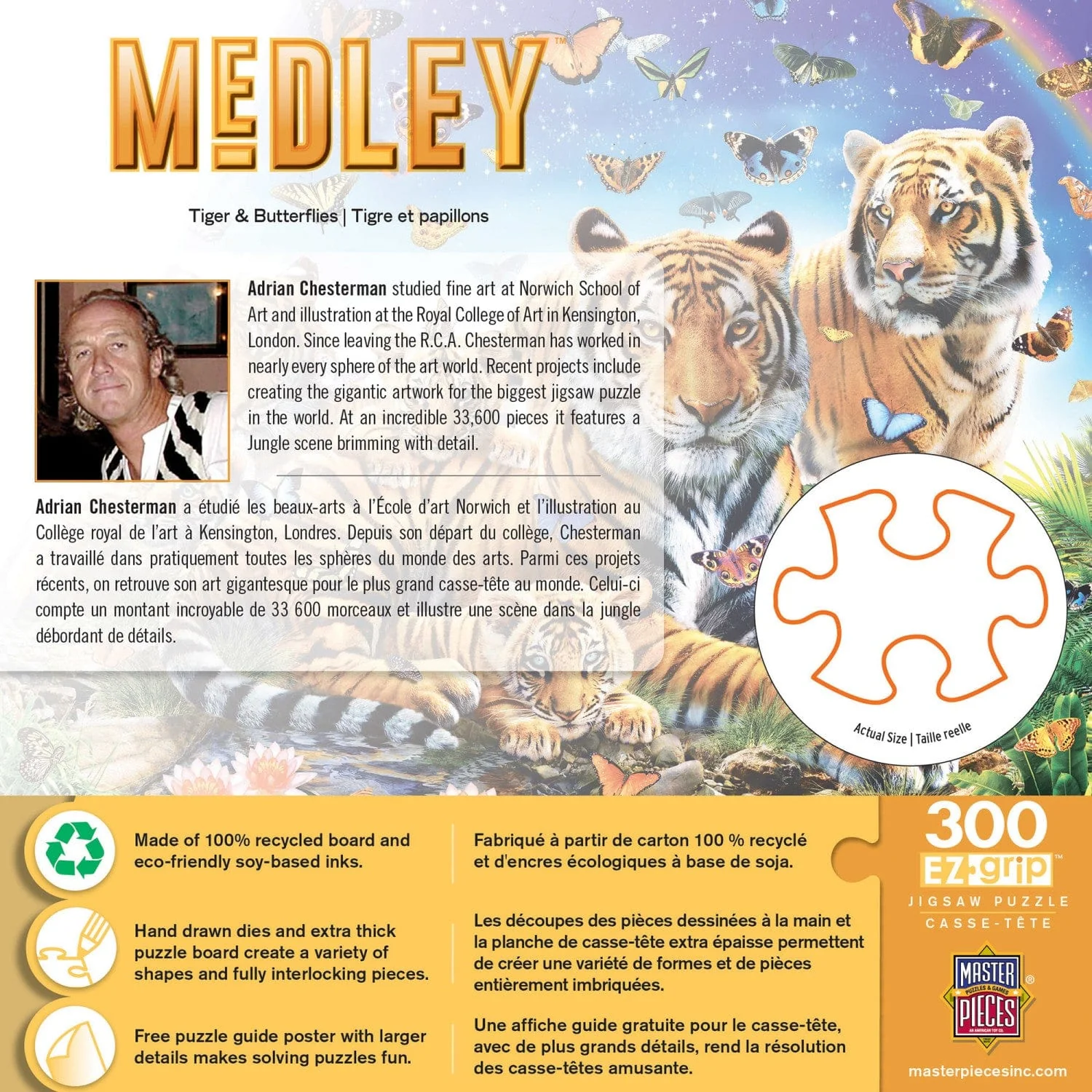 Medley - Tiger & Butterflies 300 Piece EZ Grip Jigsaw Puzzle - Image 3