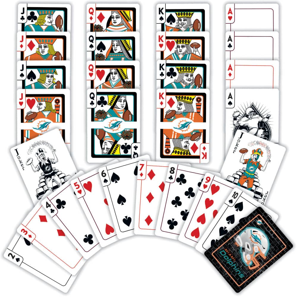Miami Dolphins Neon-Styled Playing Cards - 54 Card Deck - Image 2