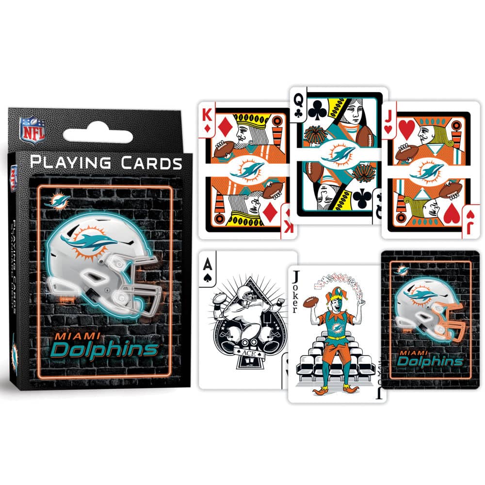 Miami Dolphins Neon-Styled Playing Cards - 54 Card Deck - Image 3