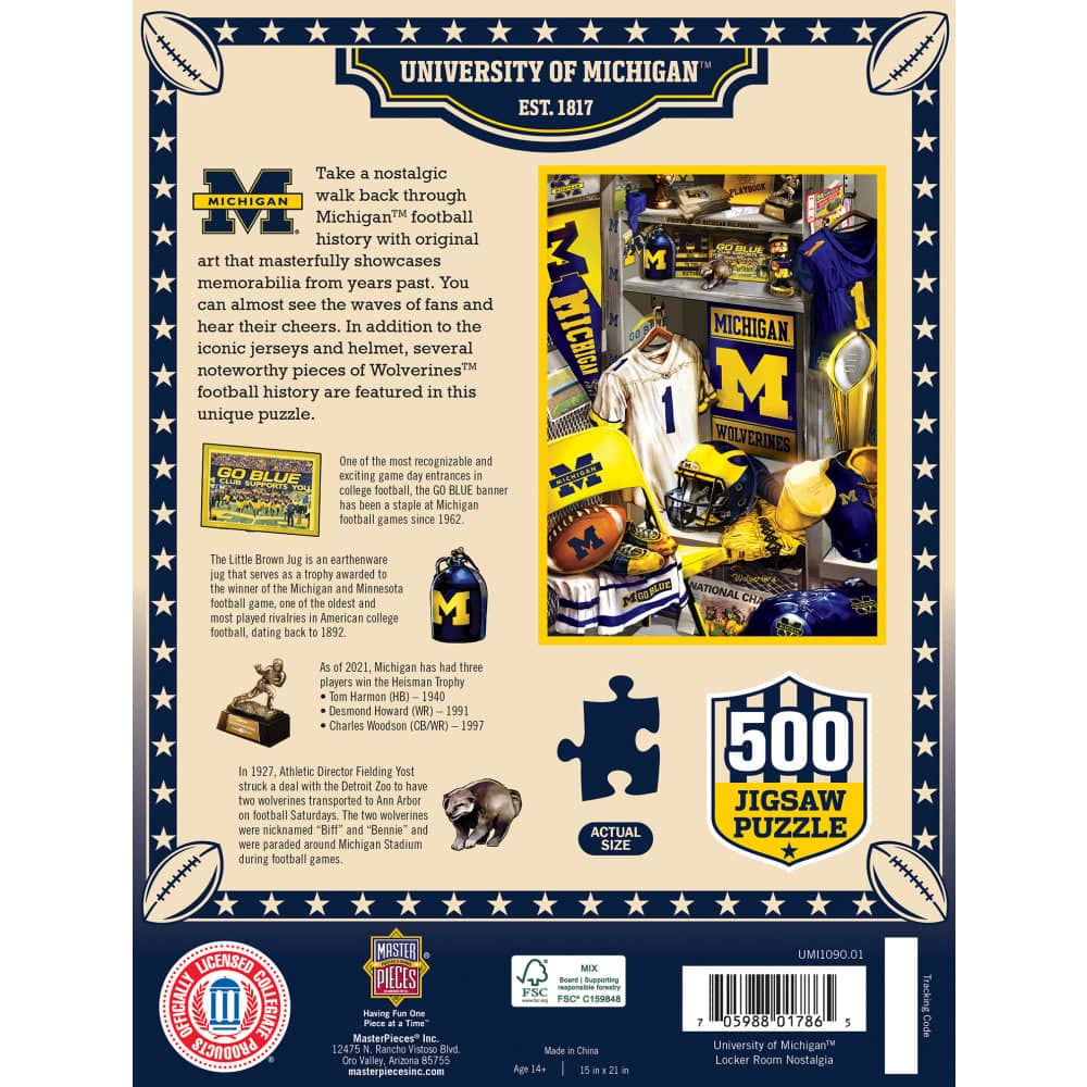 Michigan Wolverines - Locker Room 500 Piece Jigsaw Puzzle - Image 3