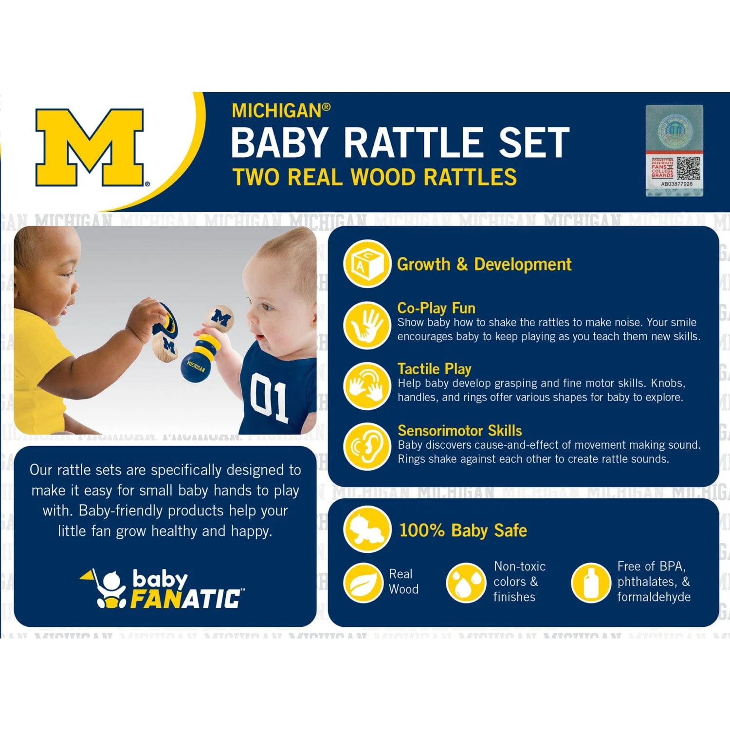 Michigan Wolverines - Baby Rattles 2-Pack - Image 3