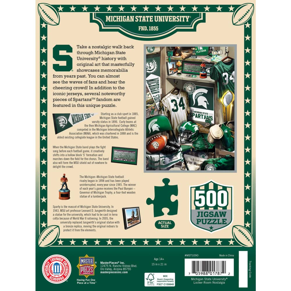 Michigan State Spartans - Locker Room 500 Piece Jigsaw Puzzle - Image 3