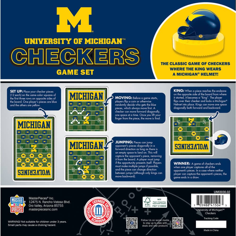Michigan Wolverines Checkers Board Game - Image 3