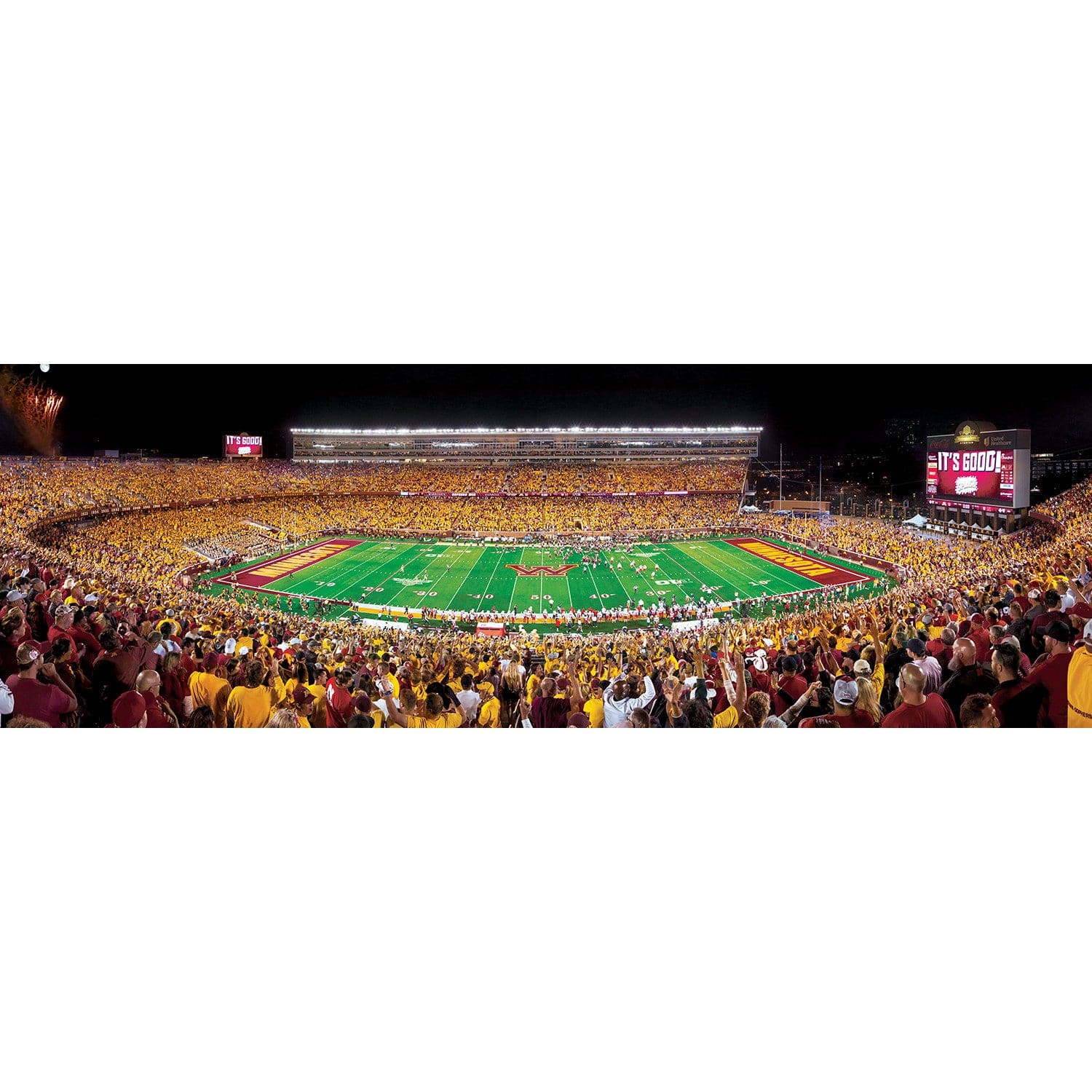 Minnesota Golden Gophers - 1000 Piece Panoramic Jigsaw Puzzle - Nighttime - Image 2
