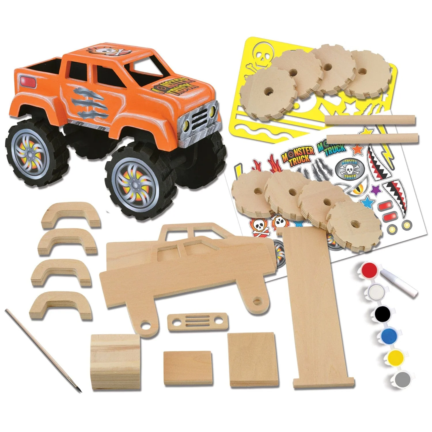 Monster Truck Buildable Wood Craft & Paint Kit - Image 2