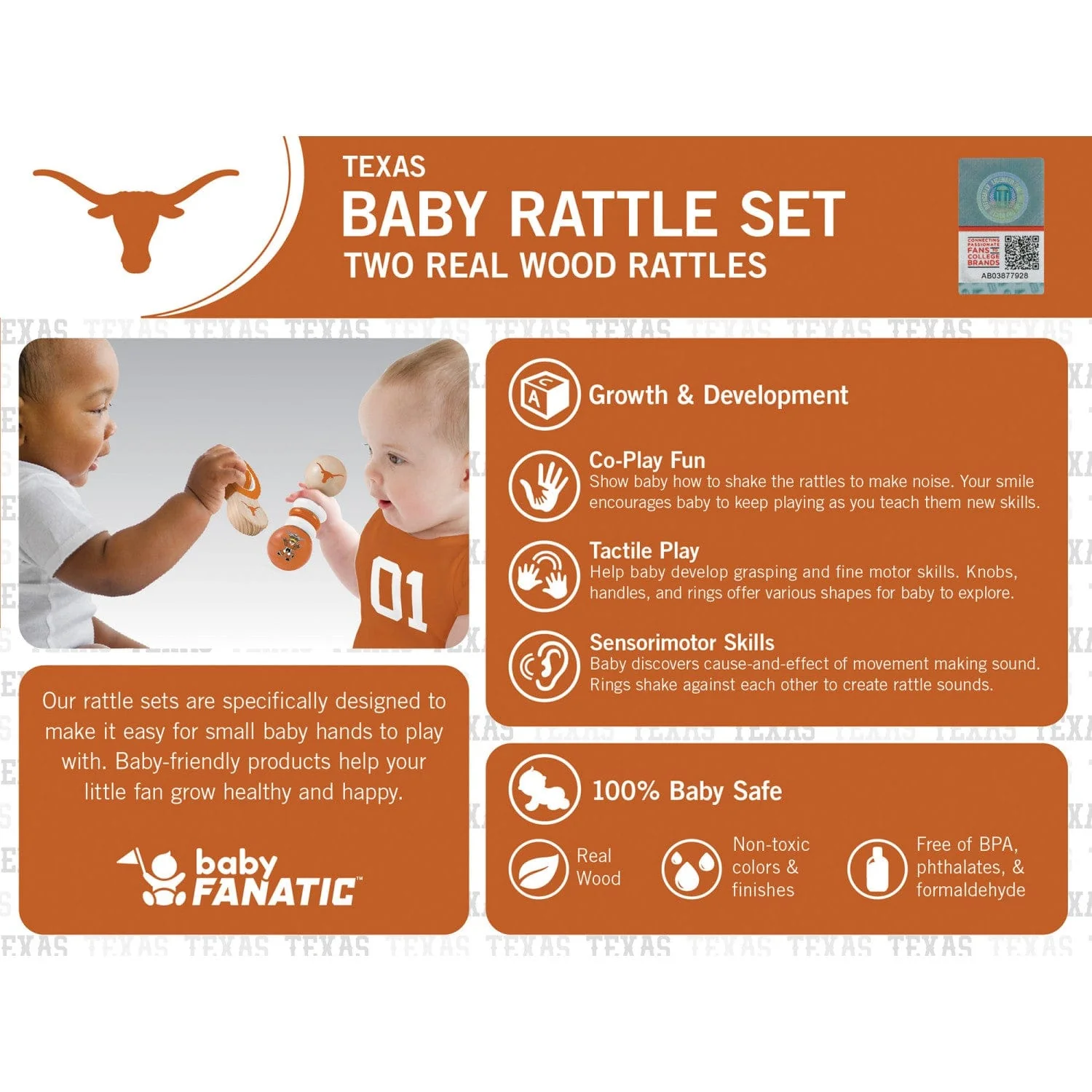 Texas Longhorns - Baby Rattles 2-Pack - Image 3