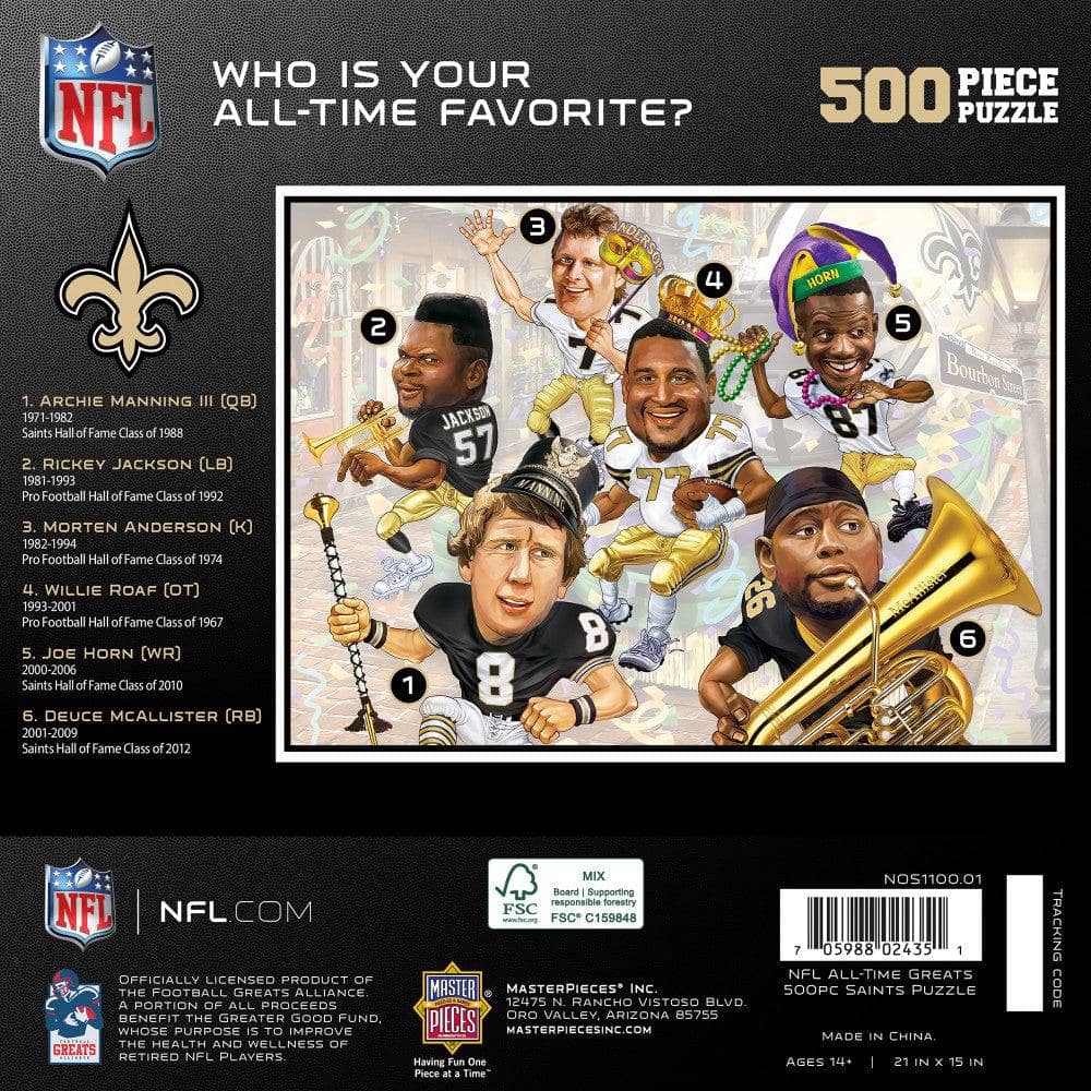New Orleans Saints - All Time Greats 500 Piece Jigsaw Puzzle - Image 3
