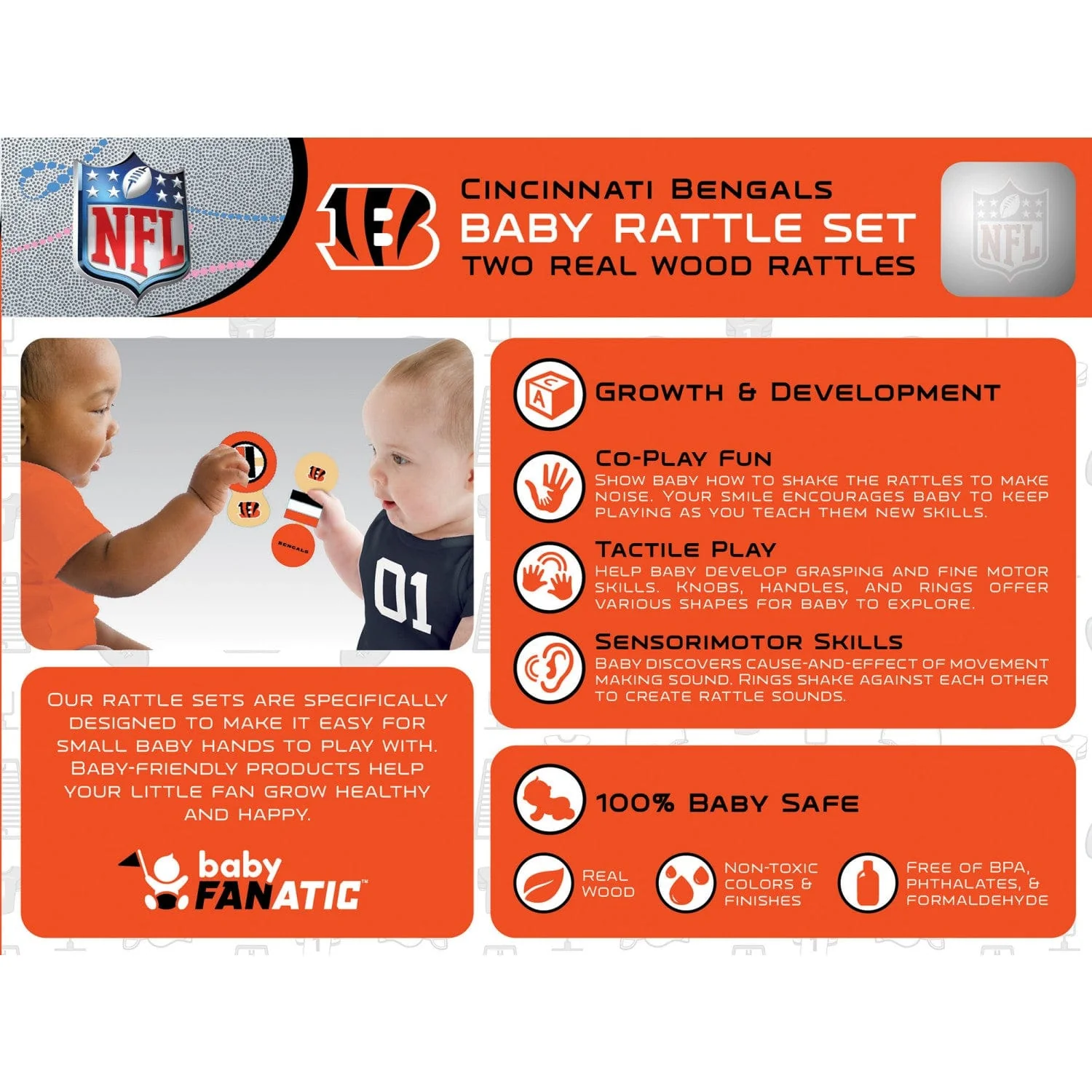 Cincinnati Bengals - Baby Rattles 2-Pack - Image 3