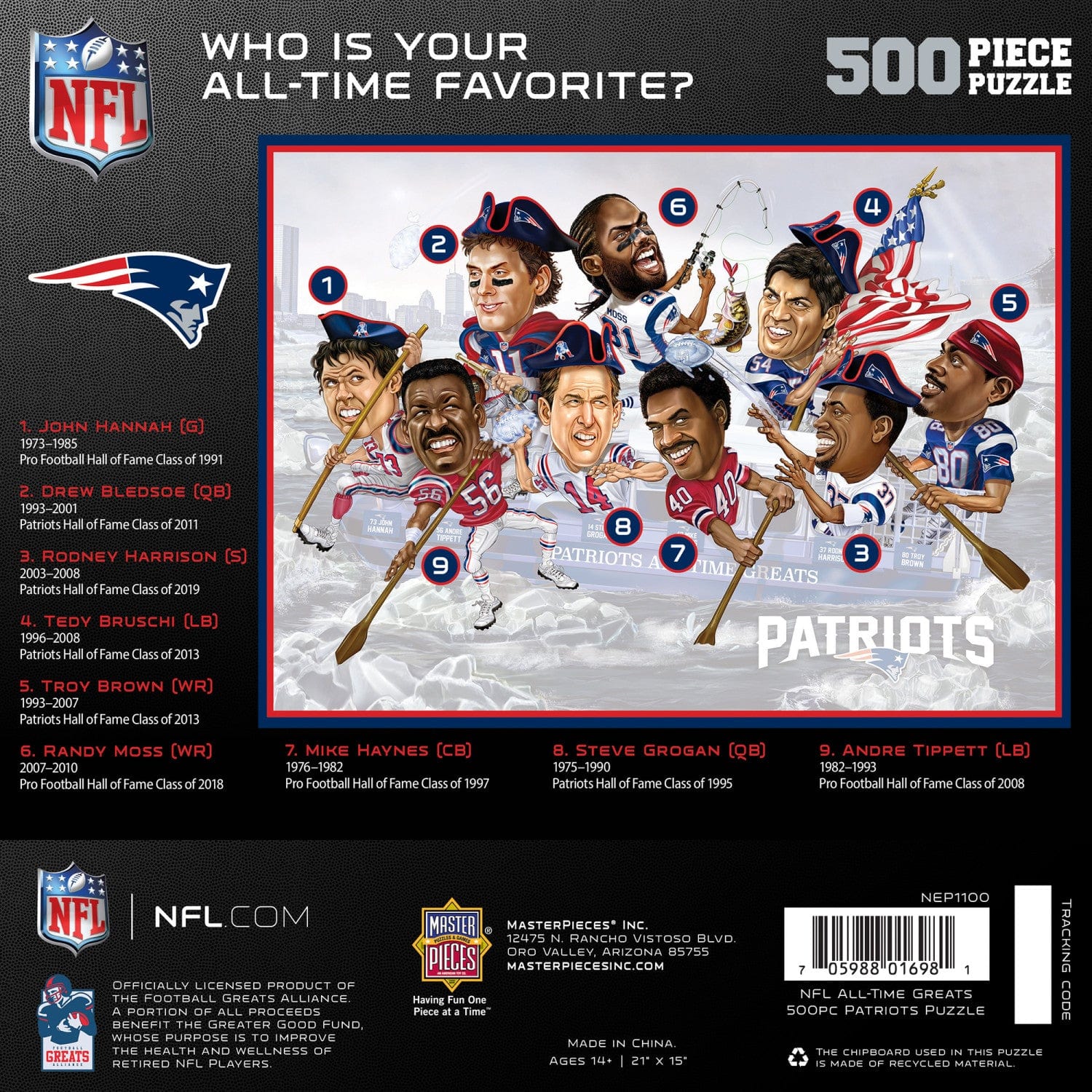 New England Patriots - All Time Greats 500 Piece Jigsaw Puzzle - Image 3