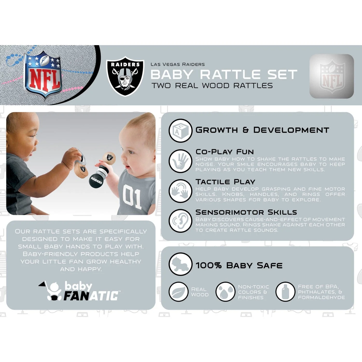Las Vegas Raiders - Baby Rattles 2-Pack - Image 3