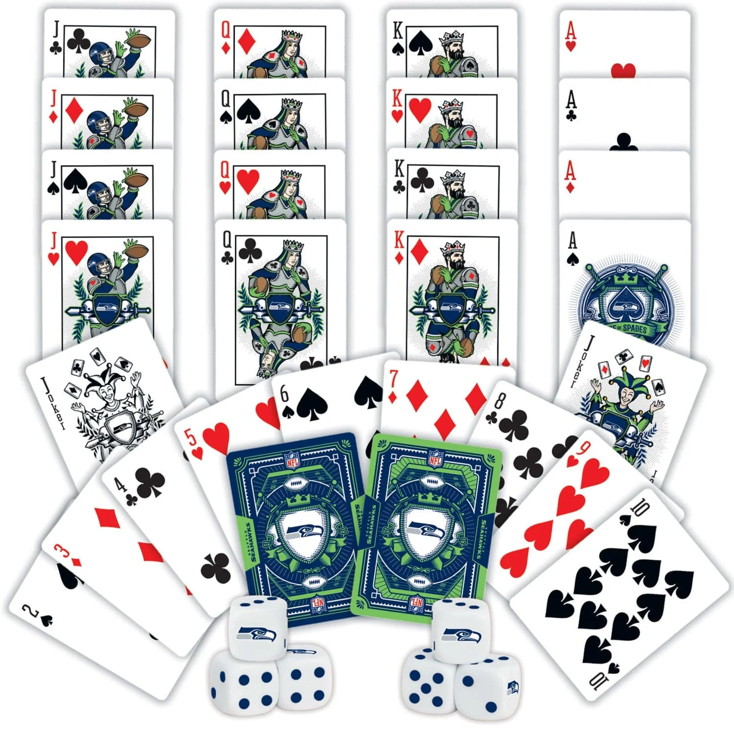 Seattle Seahawks - 2-Pack Playing Cards & Dice Set - Image 2