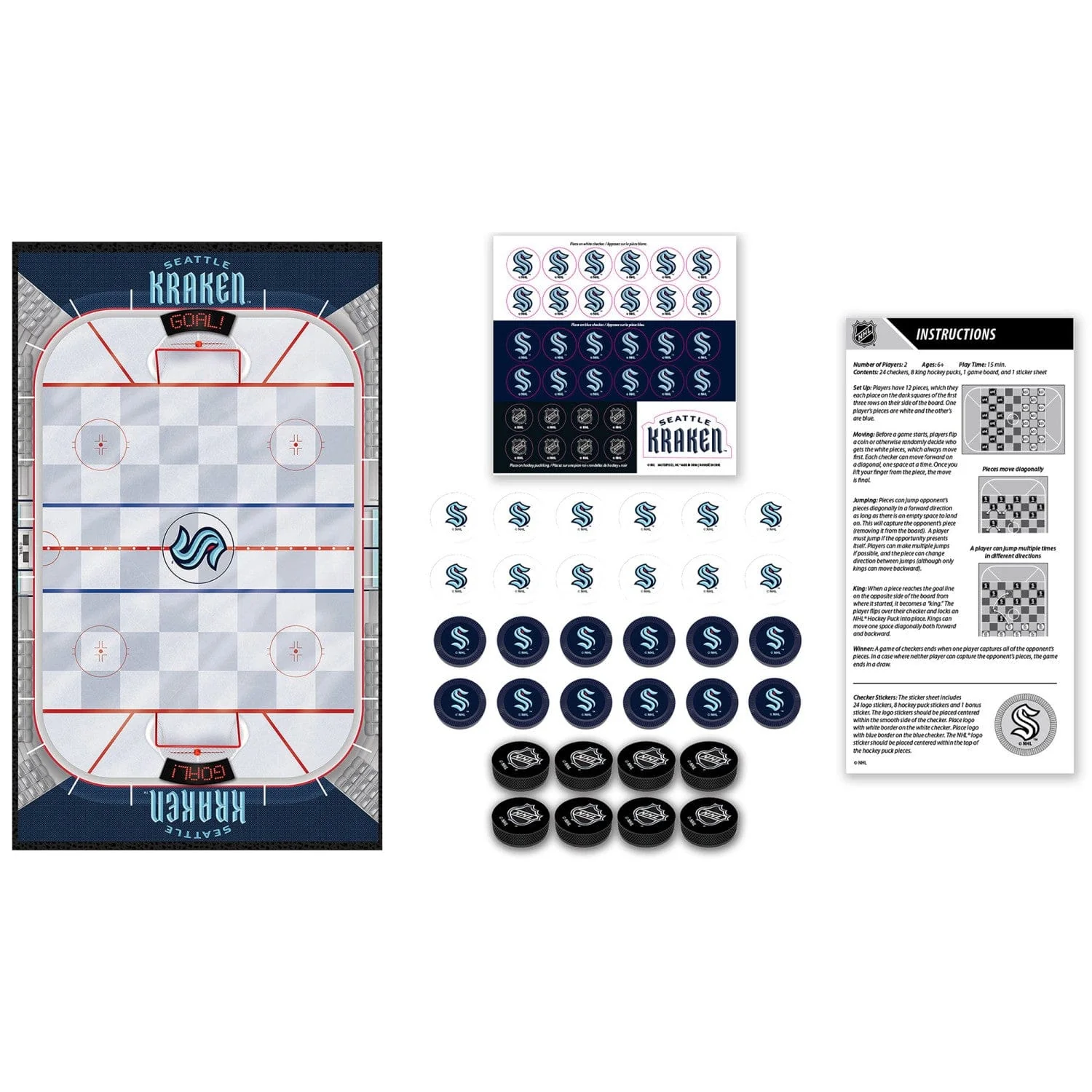 Seattle Kraken Checkers Board Game - Image 2