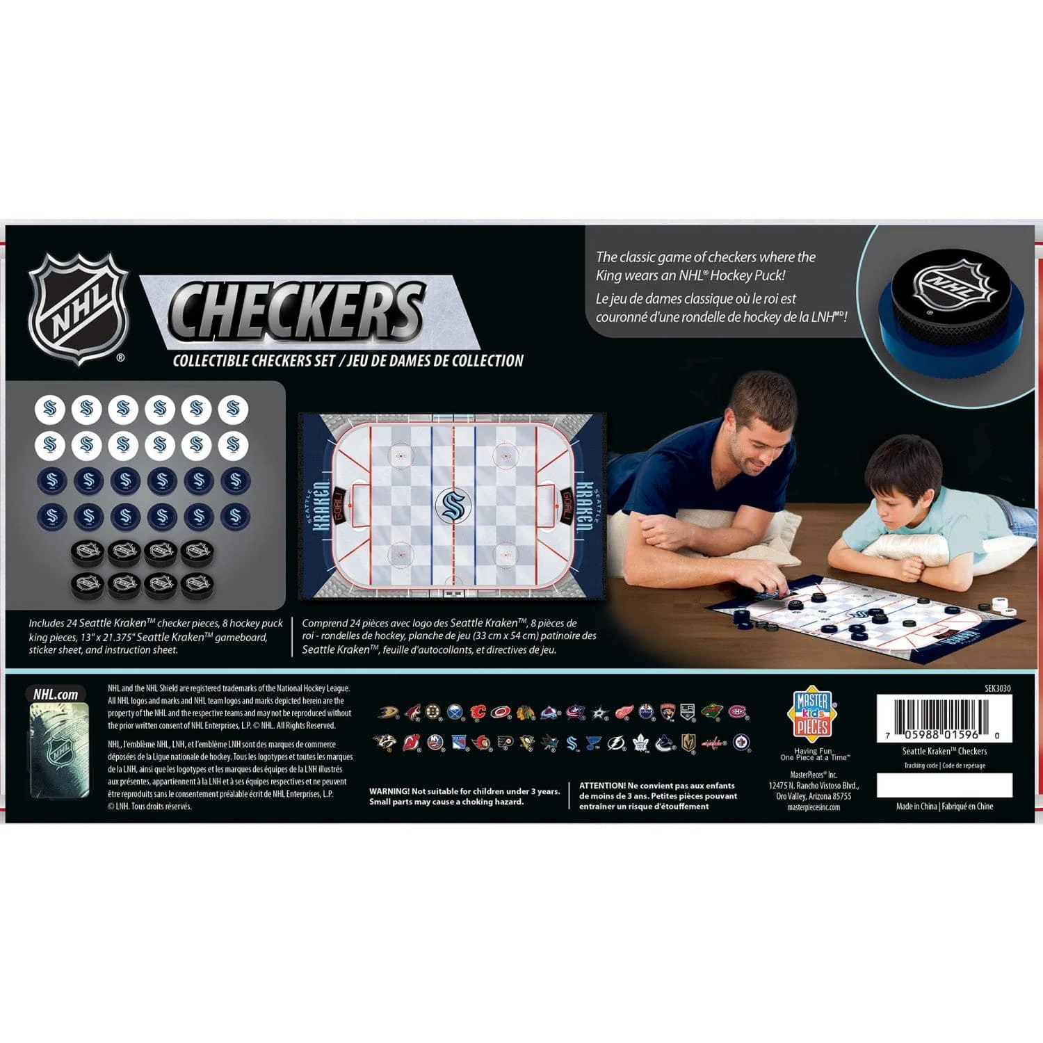 Seattle Kraken Checkers Board Game - Image 3