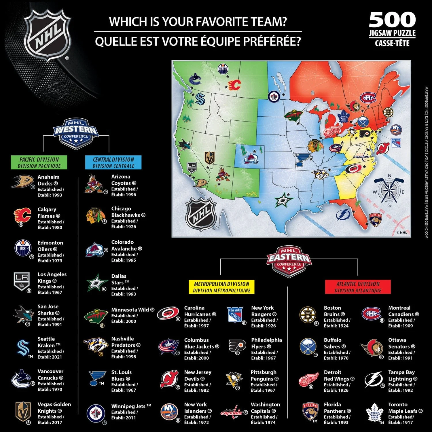 NHL - League Map 500 Piece Jigsaw Puzzle - Image 3