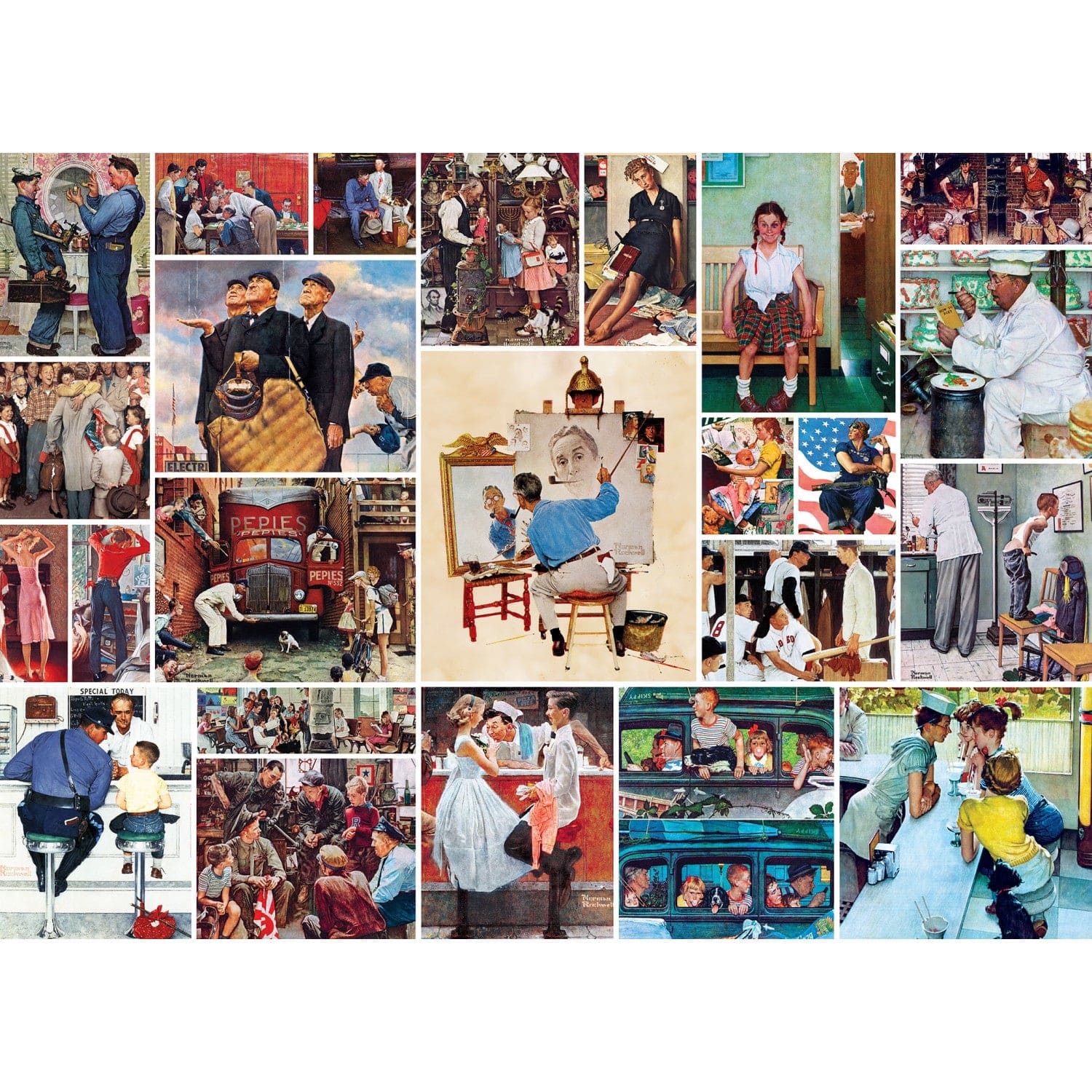 Saturday Evening Post - Rockwell Collage 1000 Piece Jigsaw Puzzle - Image 2