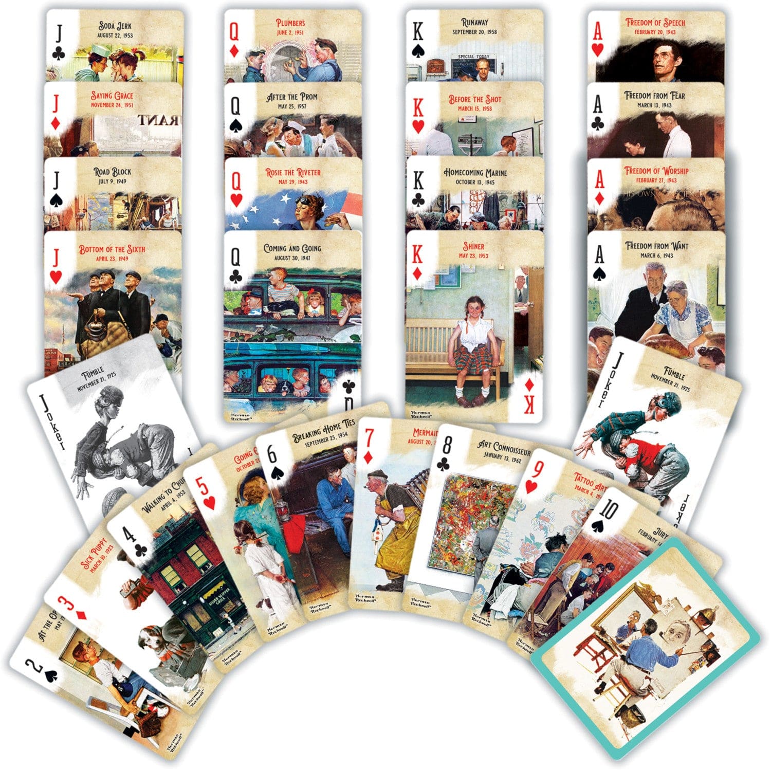 Saturday Evening Post - Norman Rockwell Playing Cards - 54 Card Deck - Image 2