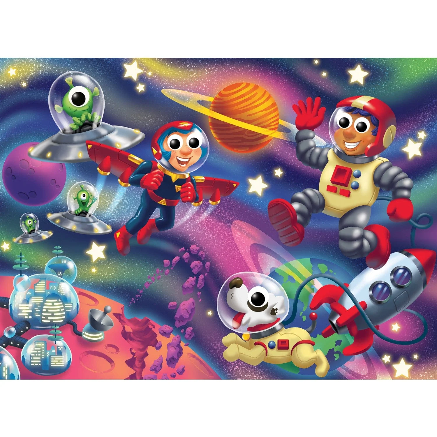 Cartoon Friends - Astronauts in Space - Jigsaw Puzzle