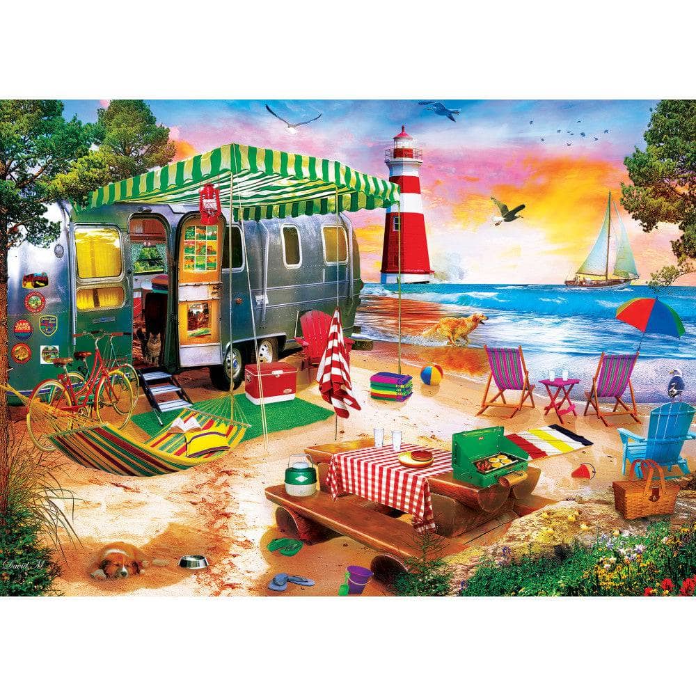 Paradise Beach - Oceanside Camping 500 Piece Jigsaw Puzzle - Image 2