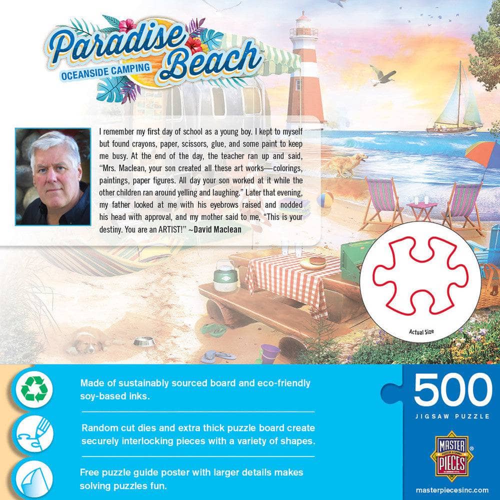 Paradise Beach - Oceanside Camping 500 Piece Jigsaw Puzzle - Image 3