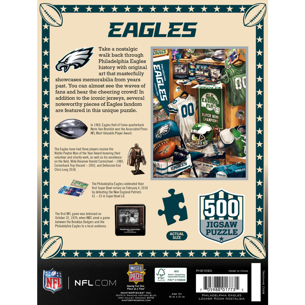 Philadelphia Eagles - Locker Room 500 Piece Jigsaw Puzzle - Image 3