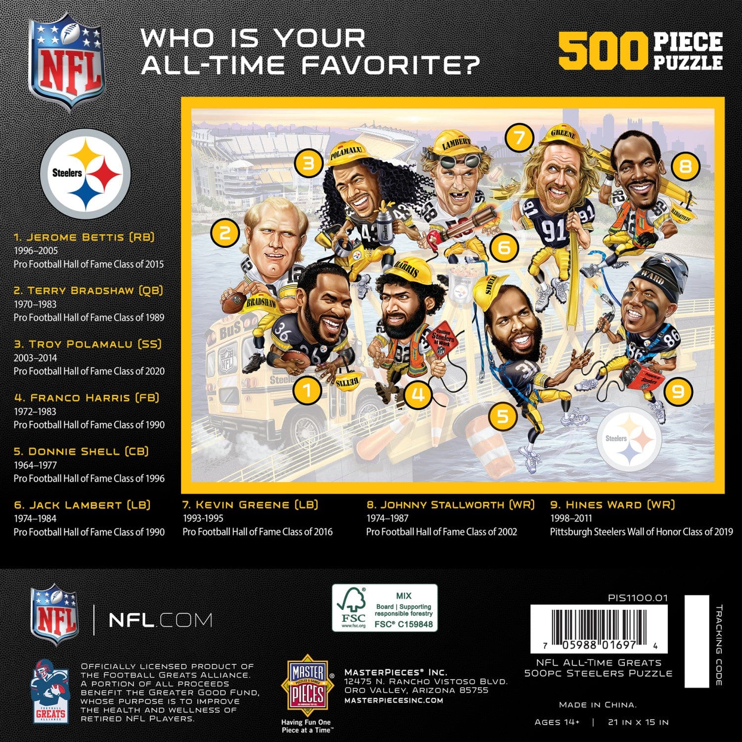 Pittsburgh Steelers - All Time Greats 500 Piece Jigsaw Puzzle - Image 3