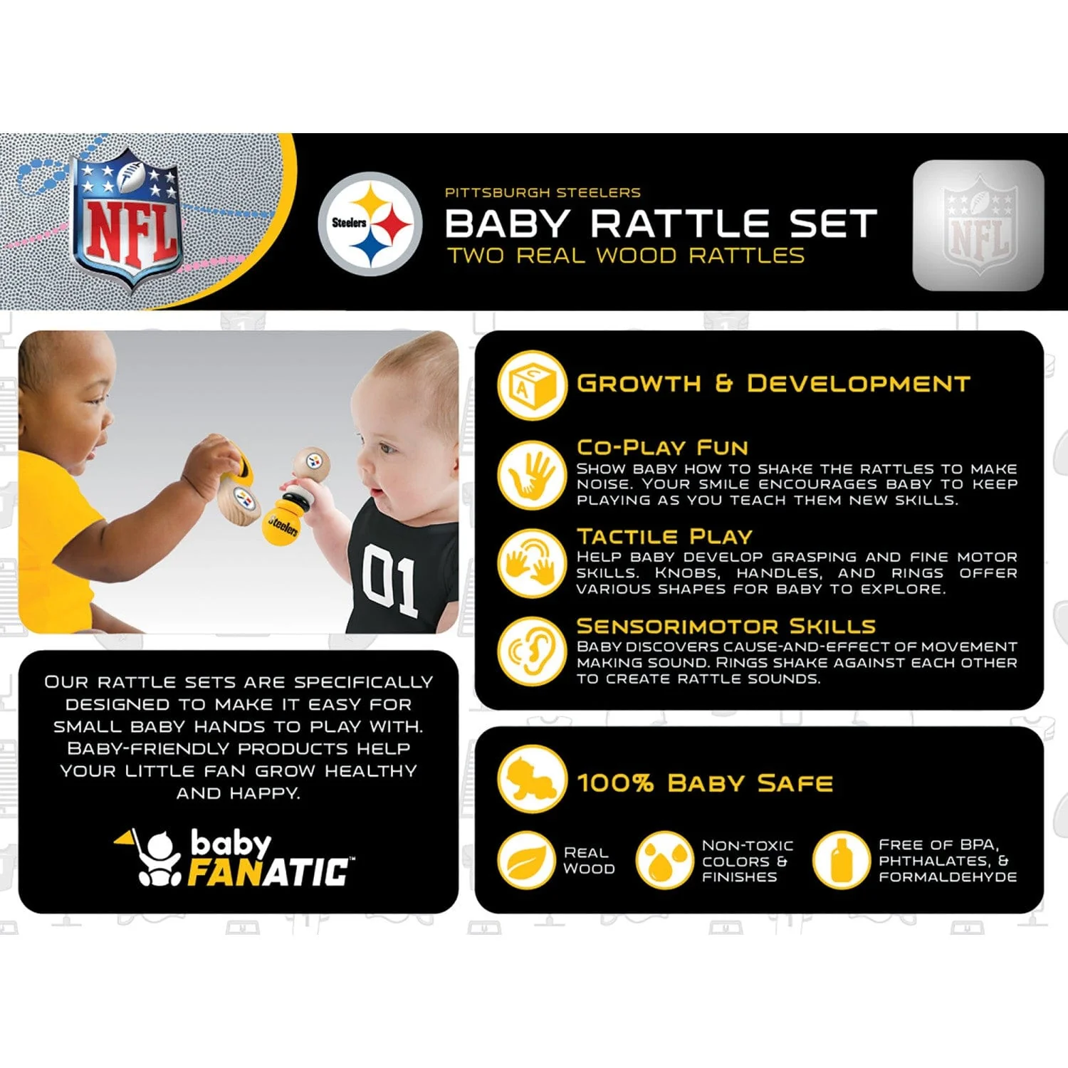 Pittsburgh Steelers - Baby Rattles 2-Pack - Image 3