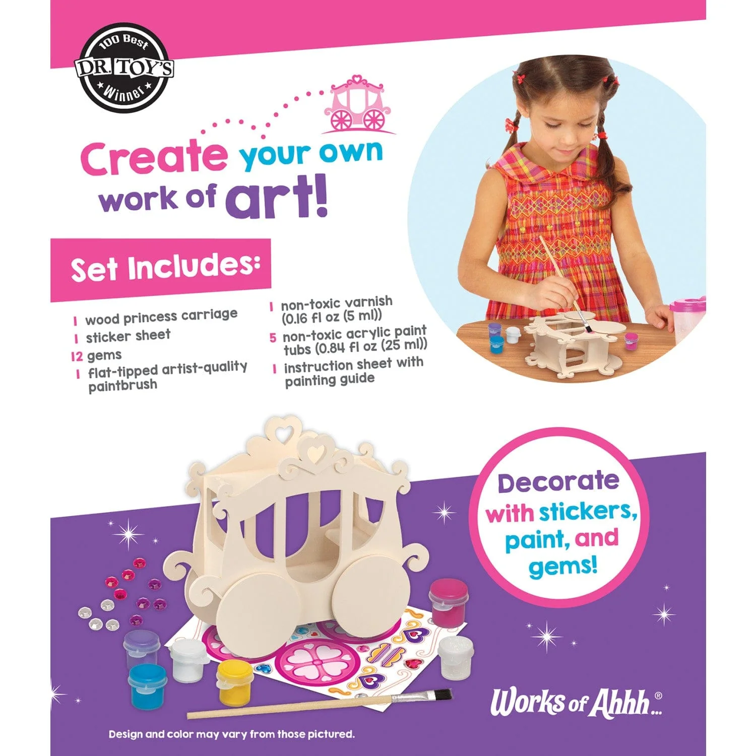 Princess Carriage Wood Craft & Paint Kit - Image 3