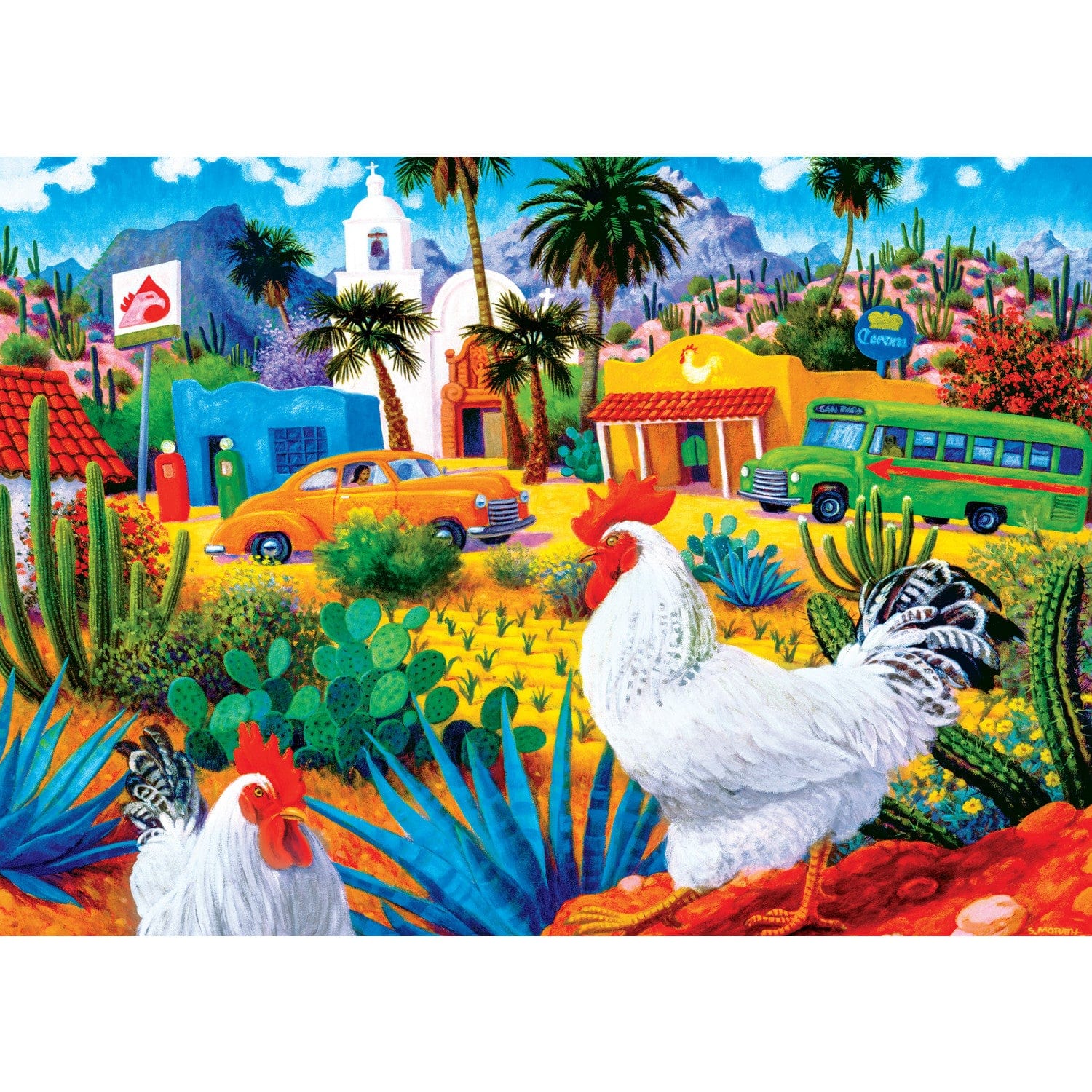 Roadsides of the Southwest - Gallos Blancos 500 Piece Jigsaw Puzzle - Image 2