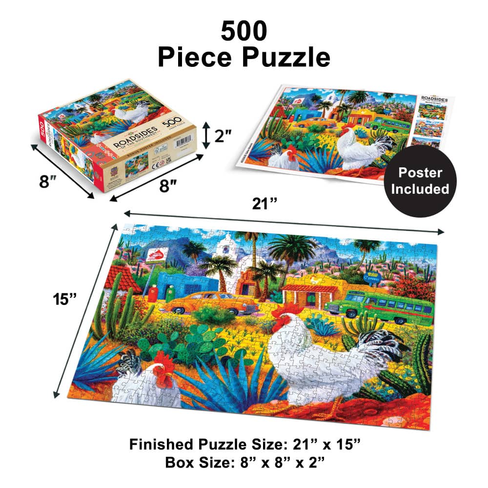 Roadsides of the Southwest - Gallos Blancos 500 Piece Jigsaw Puzzle - Image 5