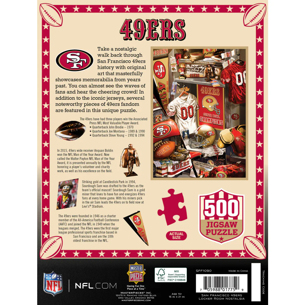 San Francisco 49ers - Locker Room 500 Piece Jigsaw Puzzle - Image 3