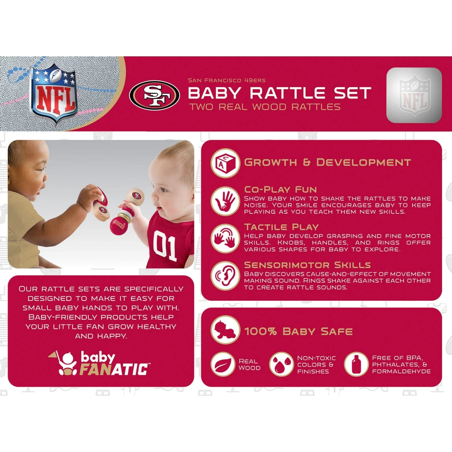 San Francisco 49ers - Baby Rattles 2-Pack - Image 3