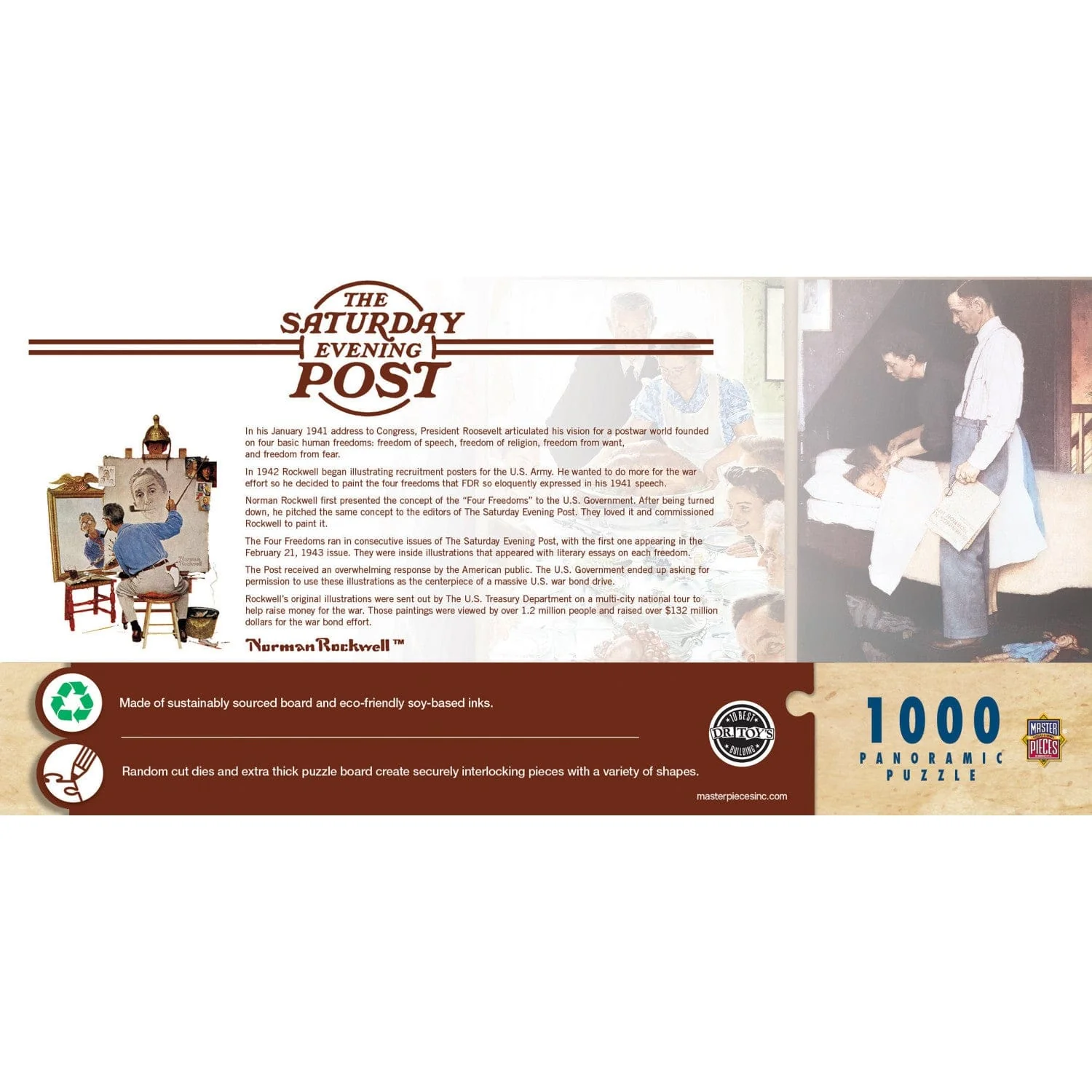 Saturday Evening Post - The Four Freedoms 1000 Piece Panoramic Jigsaw Puzzle - Image 3