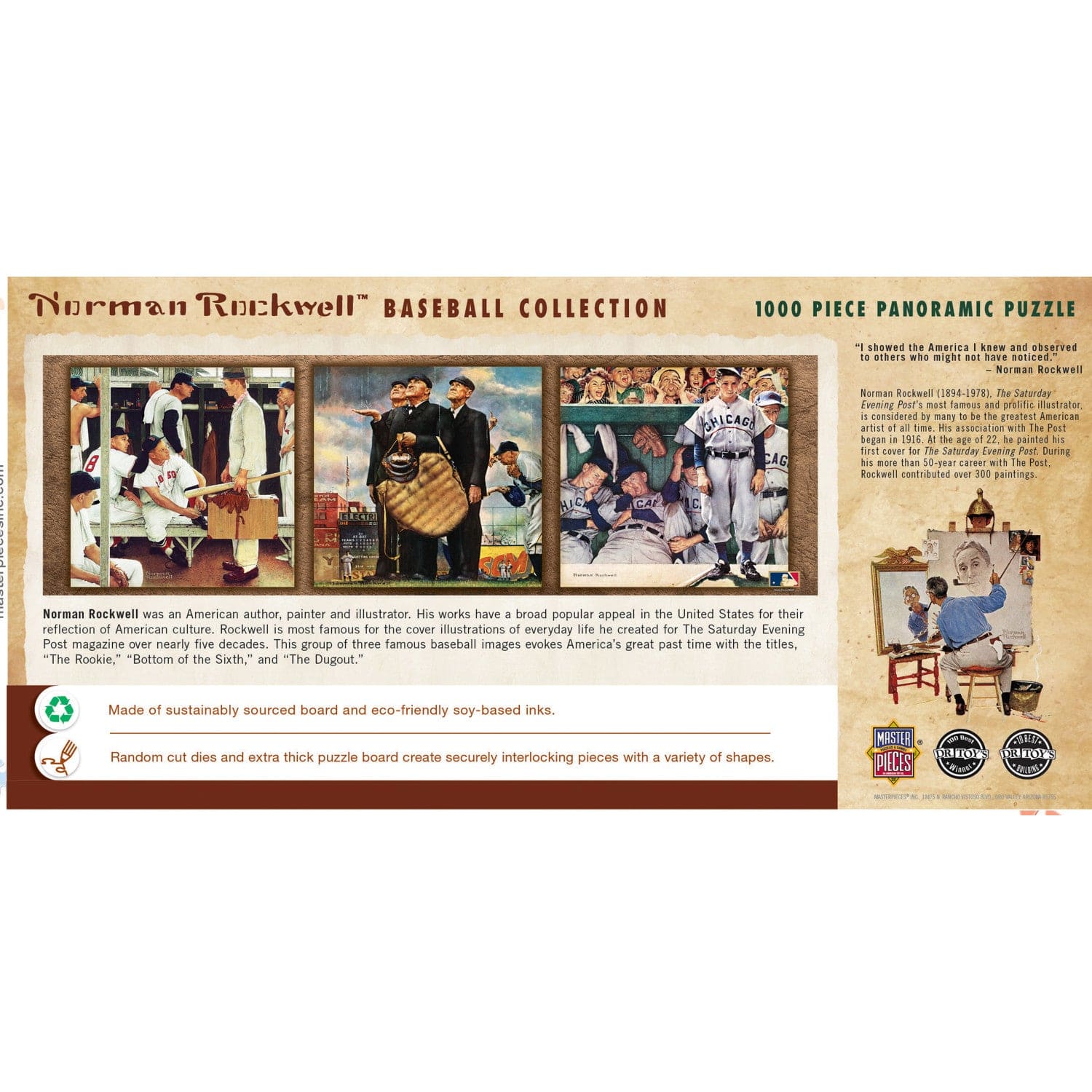 Saturday Evening Post - Baseball Collection 1000 Piece Panoramic Jigsaw Puzzle - Image 3