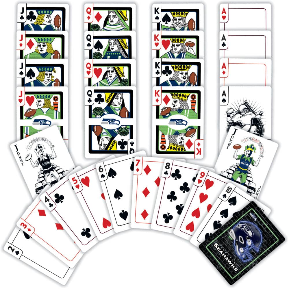 Seattle Seahawks Neon-Styled Playing Cards - 54 Card Deck - Image 2