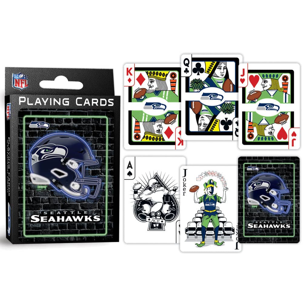 Seattle Seahawks Neon-Styled Playing Cards - 54 Card Deck - Image 3
