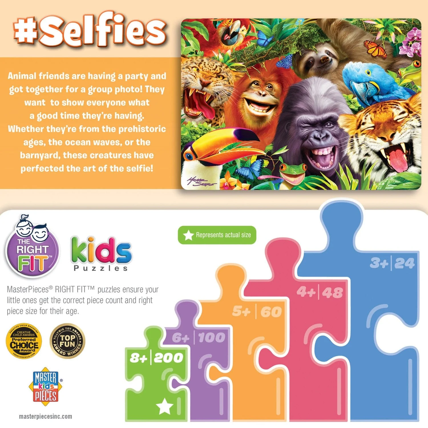 Selfies - Jungle Friends 200 Piece Jigsaw Puzzle - Image 3