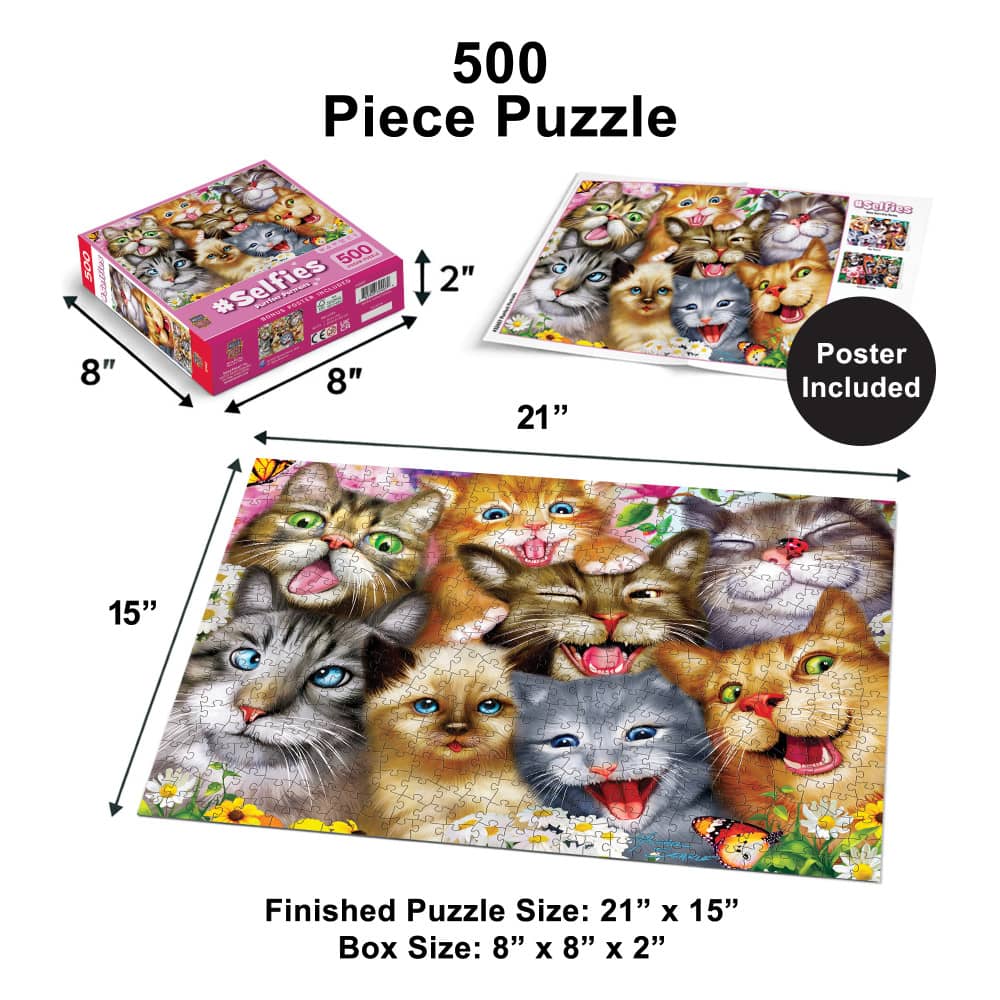 Selfies - Purrfect Portraits 500 Piece Jigsaw Puzzle - Image 5