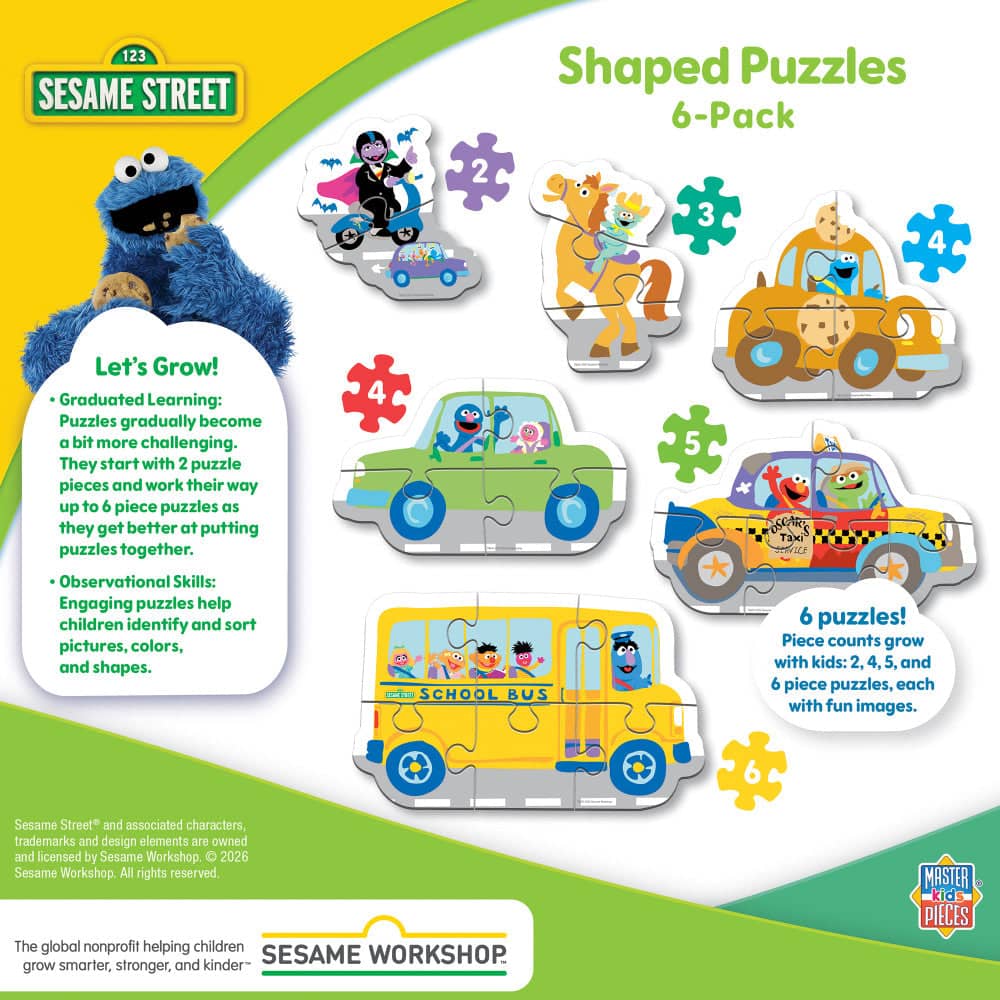 Sesame Street - Vehicles 6-Pack Mini Shaped Jigsaw Puzzles - Image 3