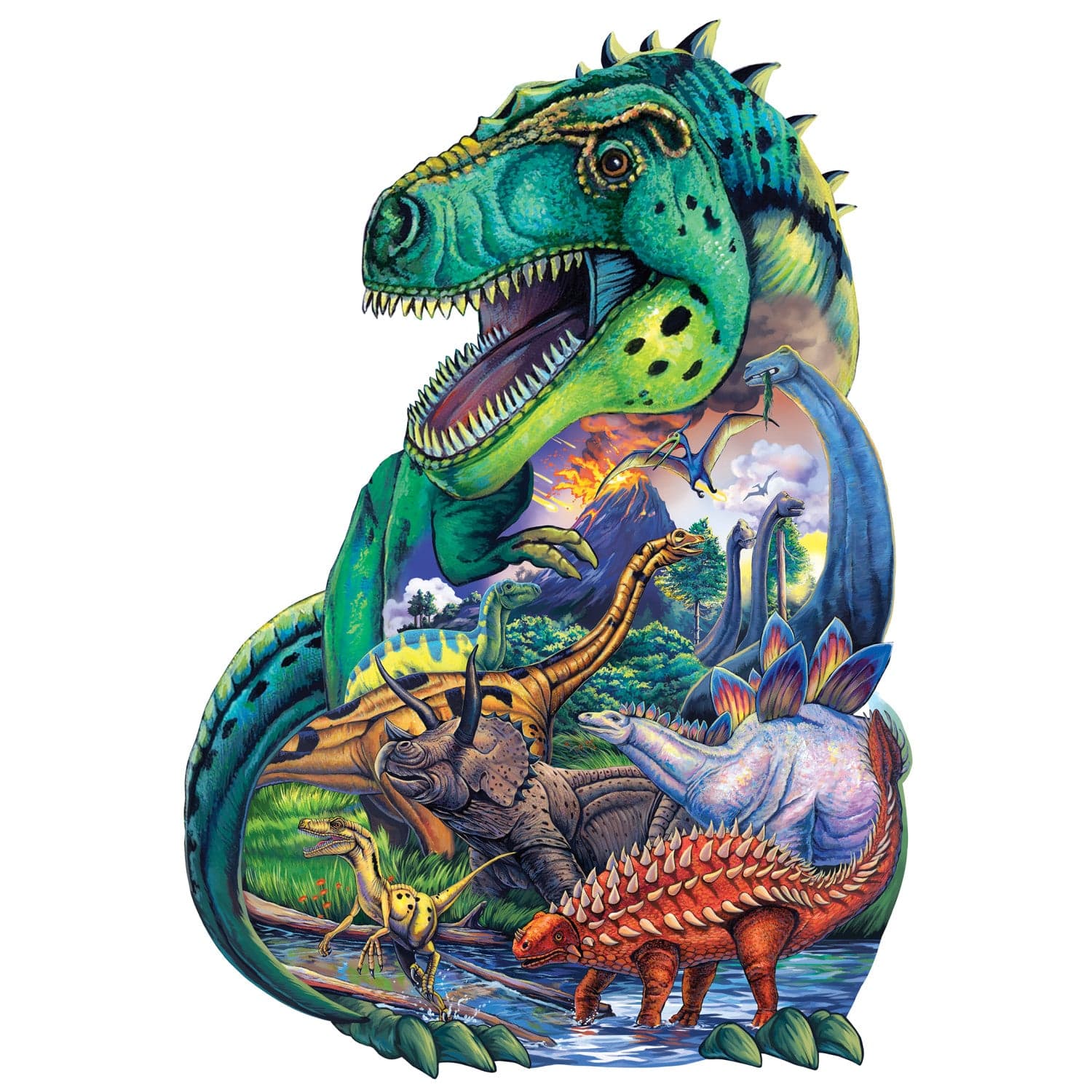 Dinosaur Days - 100 Piece Shaped Jigsaw Puzzle - Image 2