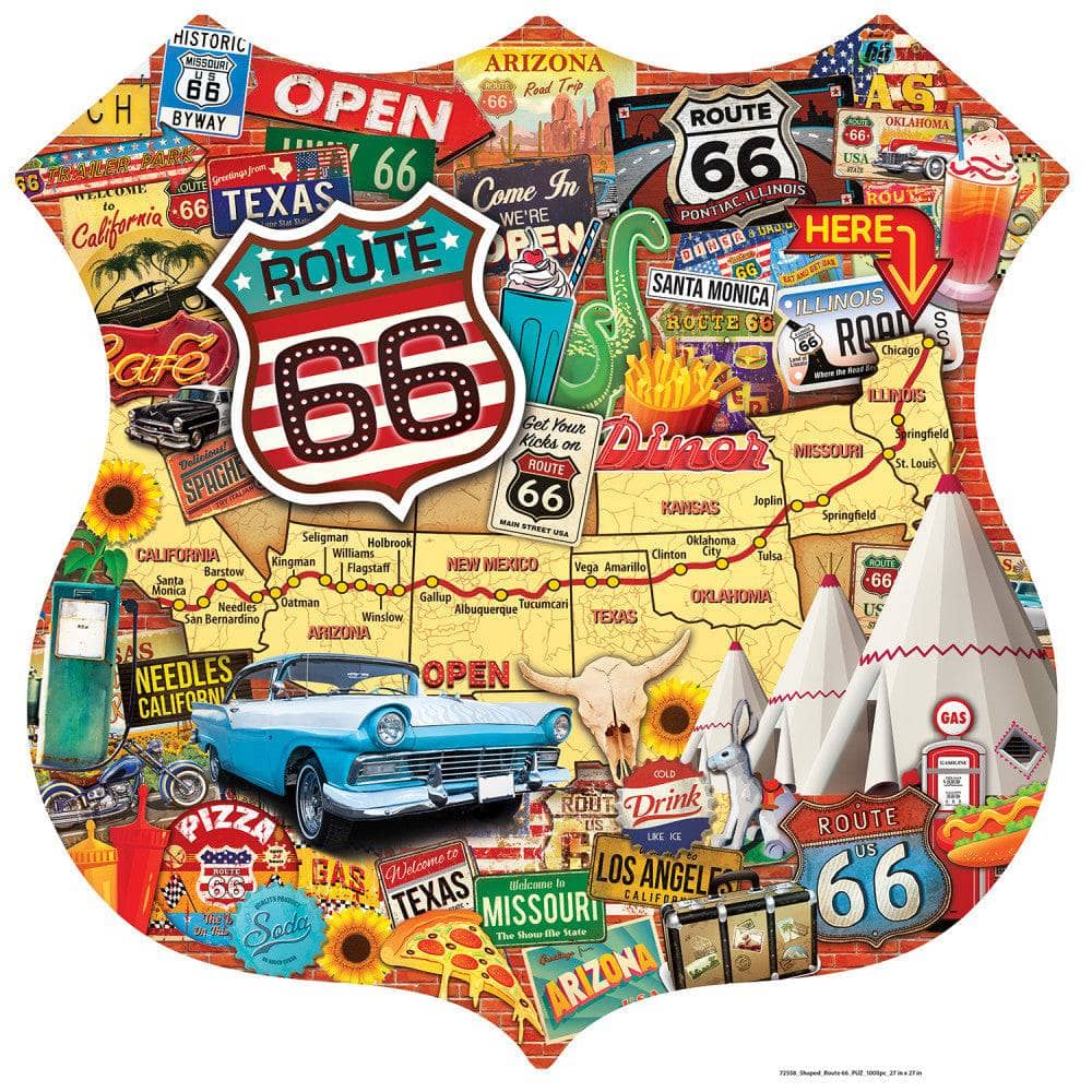 Route 66 1000 Piece Shaped Jigsaw Puzzle - Image 2