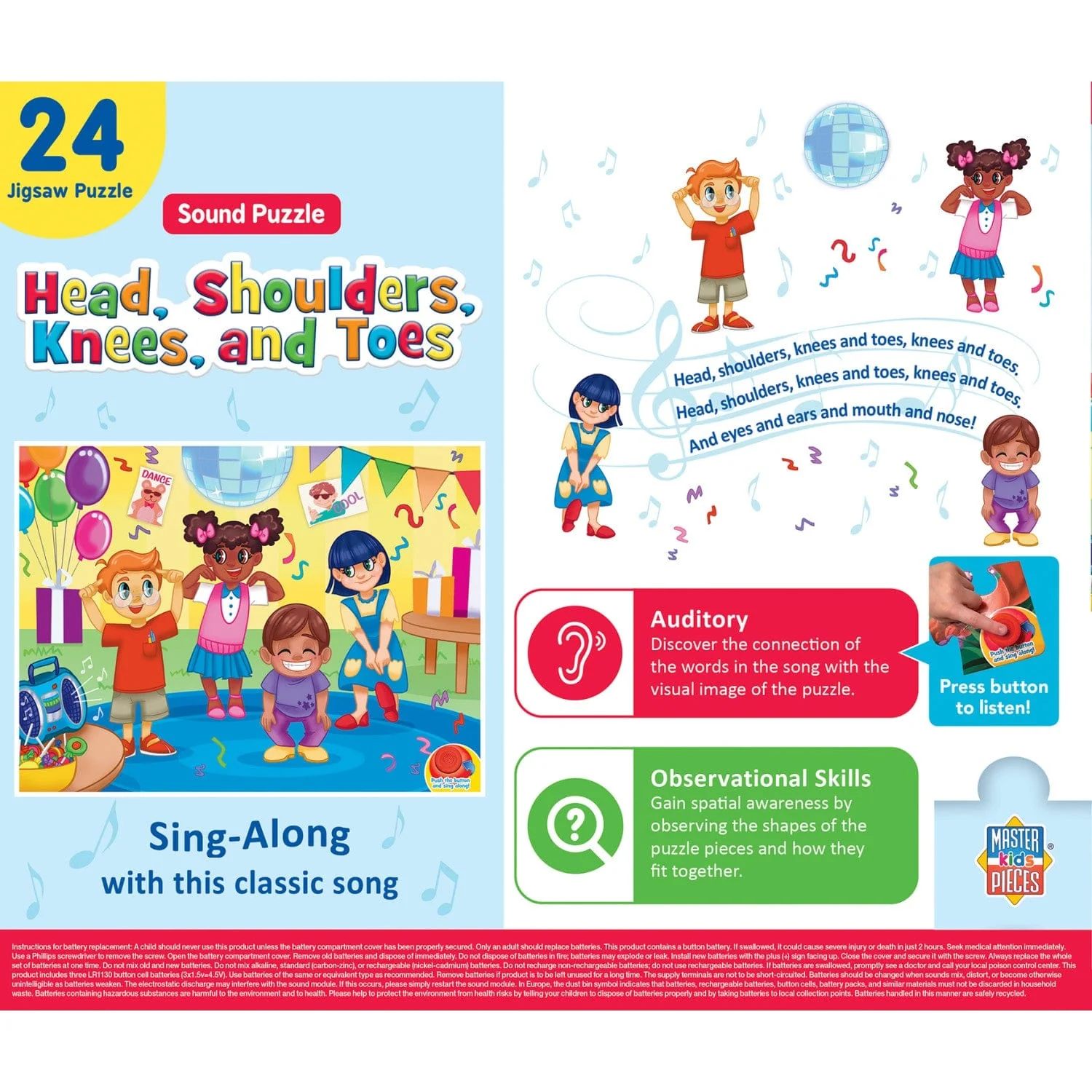 Head, Shoulders, Knees, & Toes - 24 Piece Sound Jigsaw Puzzle - Image 3