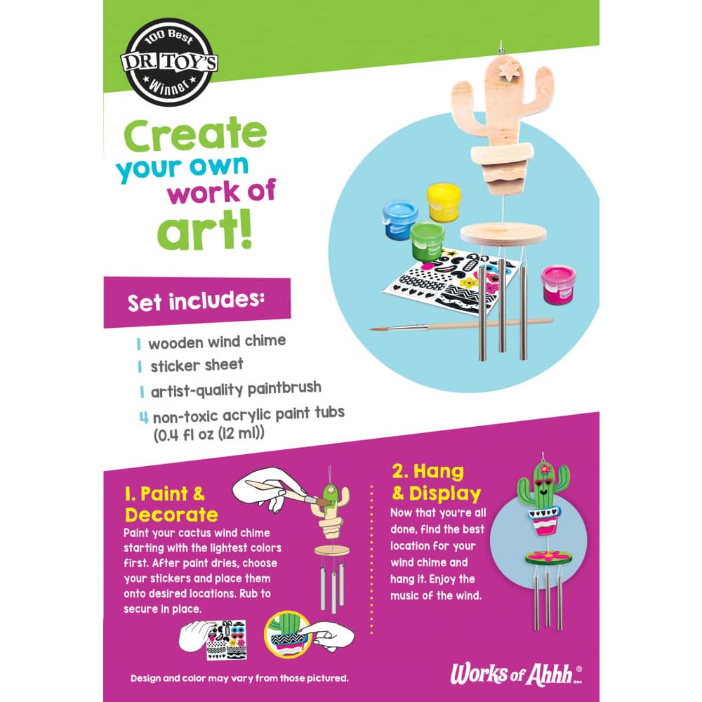 Cactus Wind Chime Wood Craft & Paint Kit - Image 3
