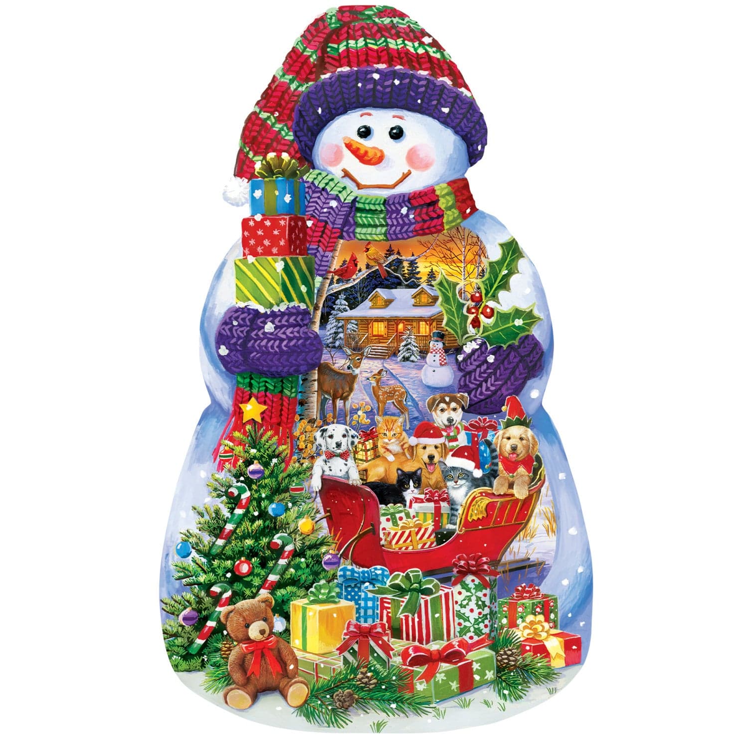 Shapes - Snowman Spectacle Shaped 1000 Piece Jigsaw puzzle - Image 2