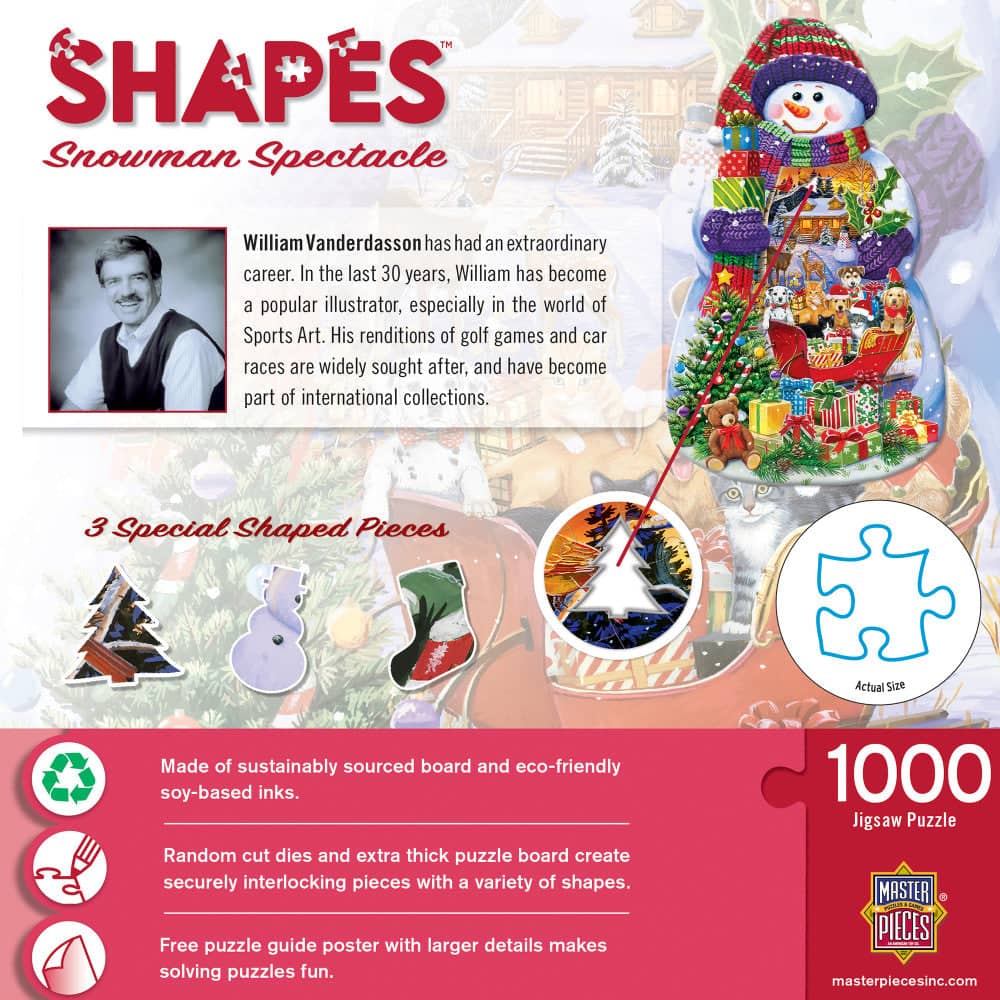 Shapes - Snowman Spectacle Shaped 1000 Piece Jigsaw puzzle - Image 3