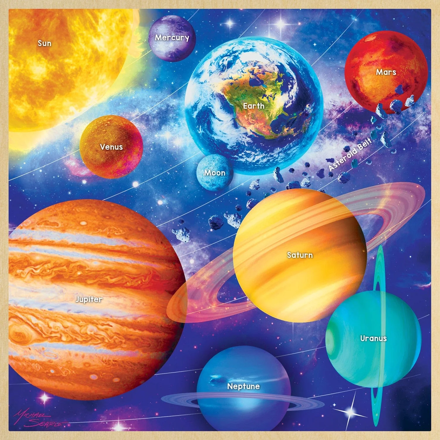 Wood Fun Facts - Solar System 48 Piece Wood Jigsaw Puzzle - Image 2
