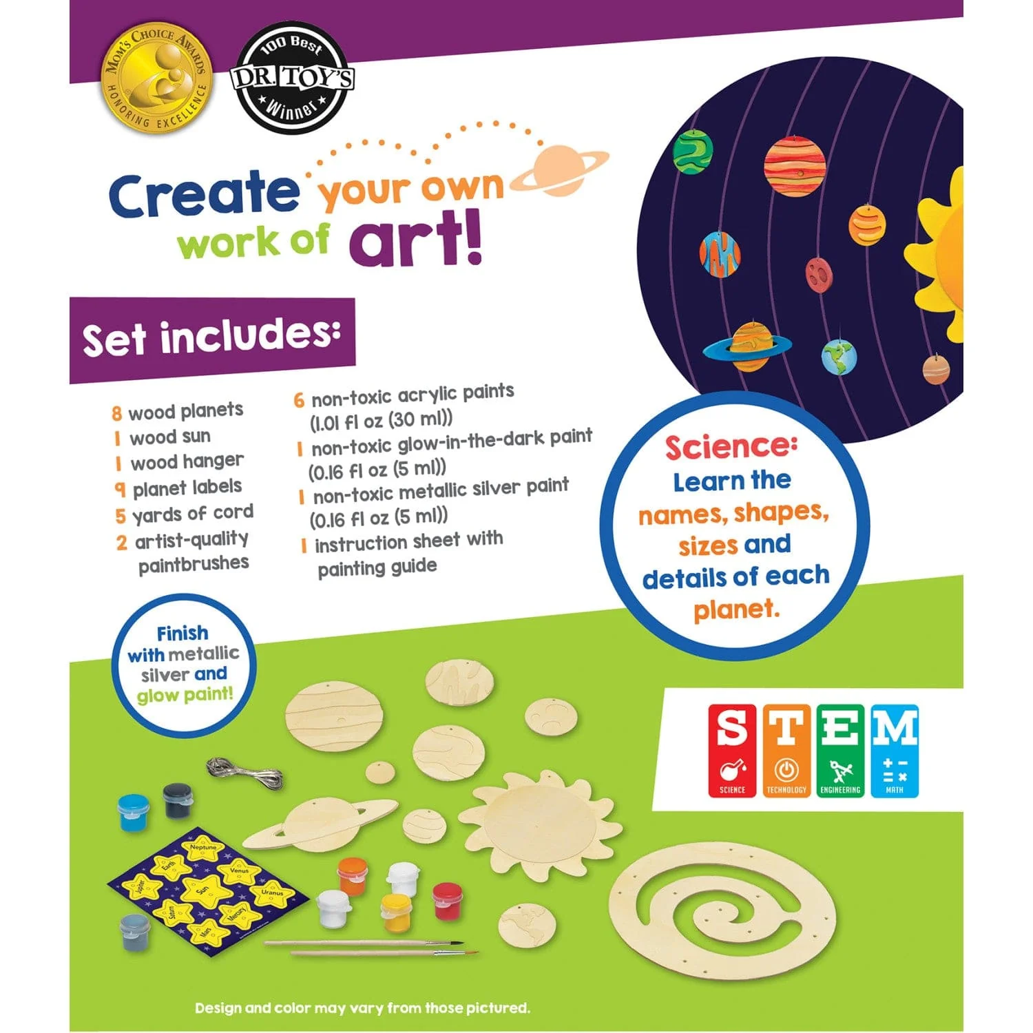 Solar System Mobile Wood Craft & Paint Kit - Image 3