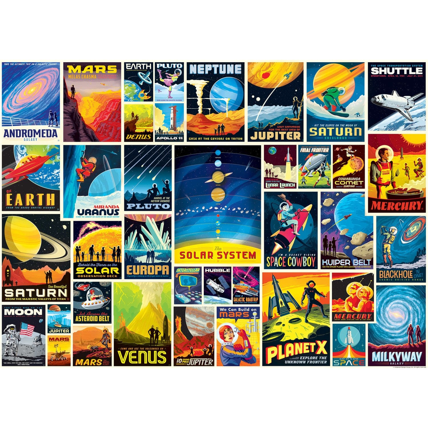 Vintage Posters - Space Travel 1000 Piece Jigsaw Puzzle - Image 2