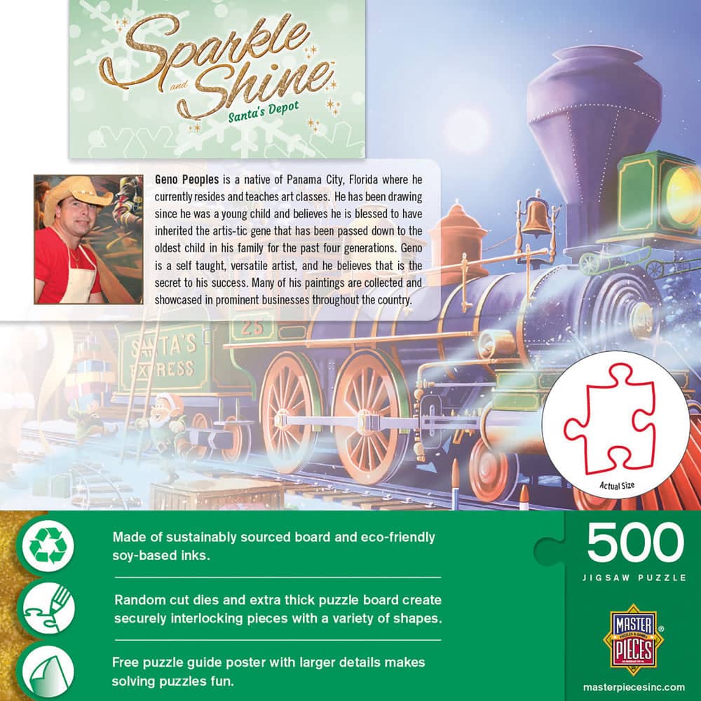 Sparkle & Shine - Santa's Depot 500 Piece Glitter Jigsaw Puzzle - Image 3