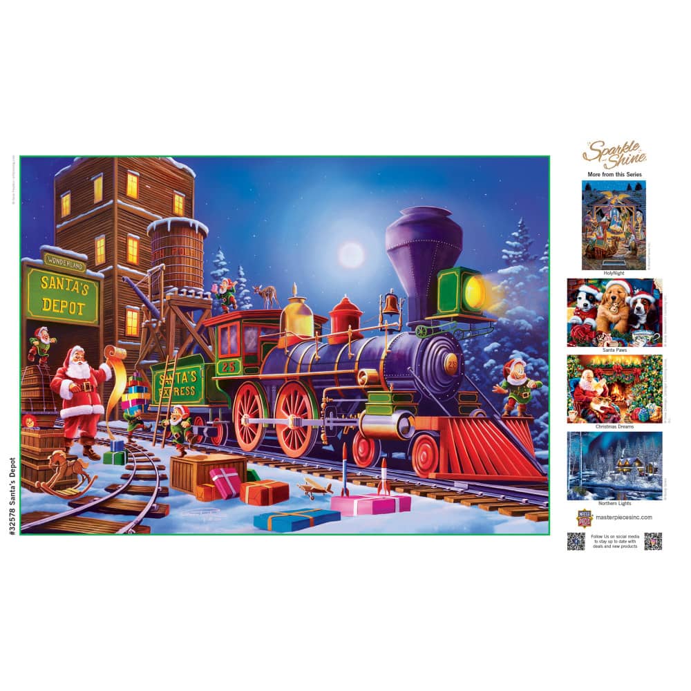 Sparkle & Shine - Santa's Depot 500 Piece Glitter Jigsaw Puzzle - Image 4